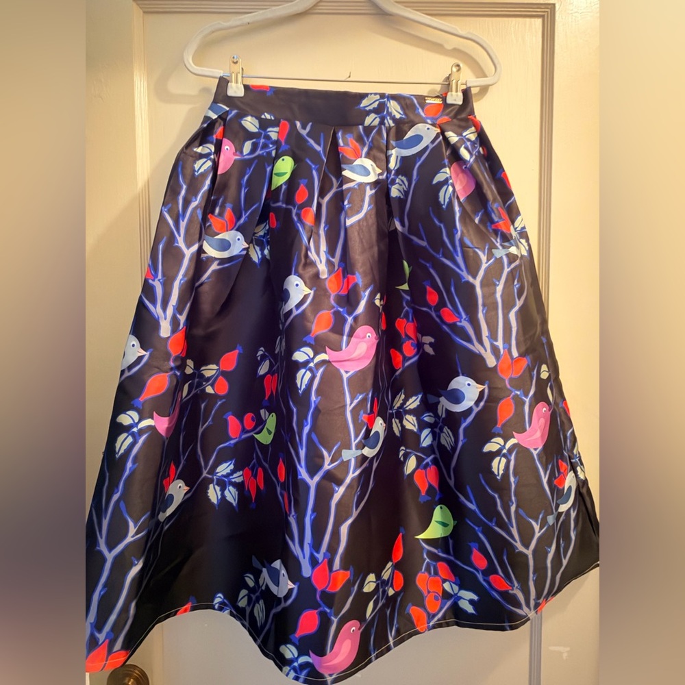 Matilda by True Love Whimsical Bird & Berry Midi Skirt - Size Medium